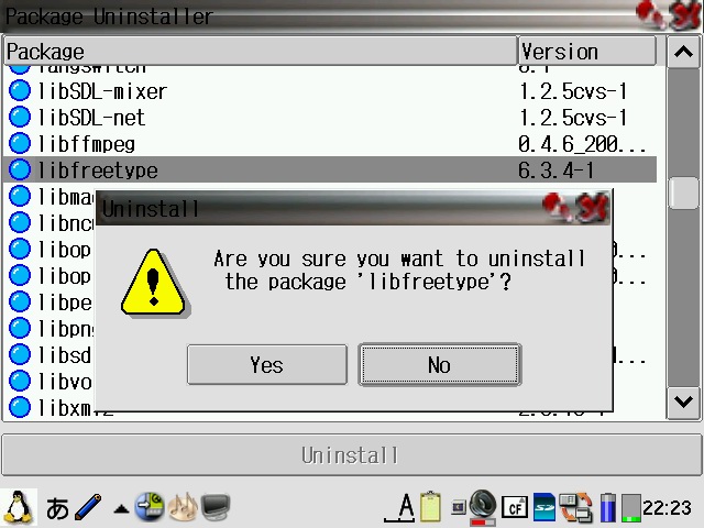 [uninstall libfreetype]